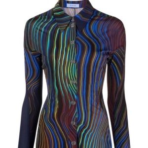Mugler Abstract-print Long-sleeve Shirt multicolor Women’s size 36